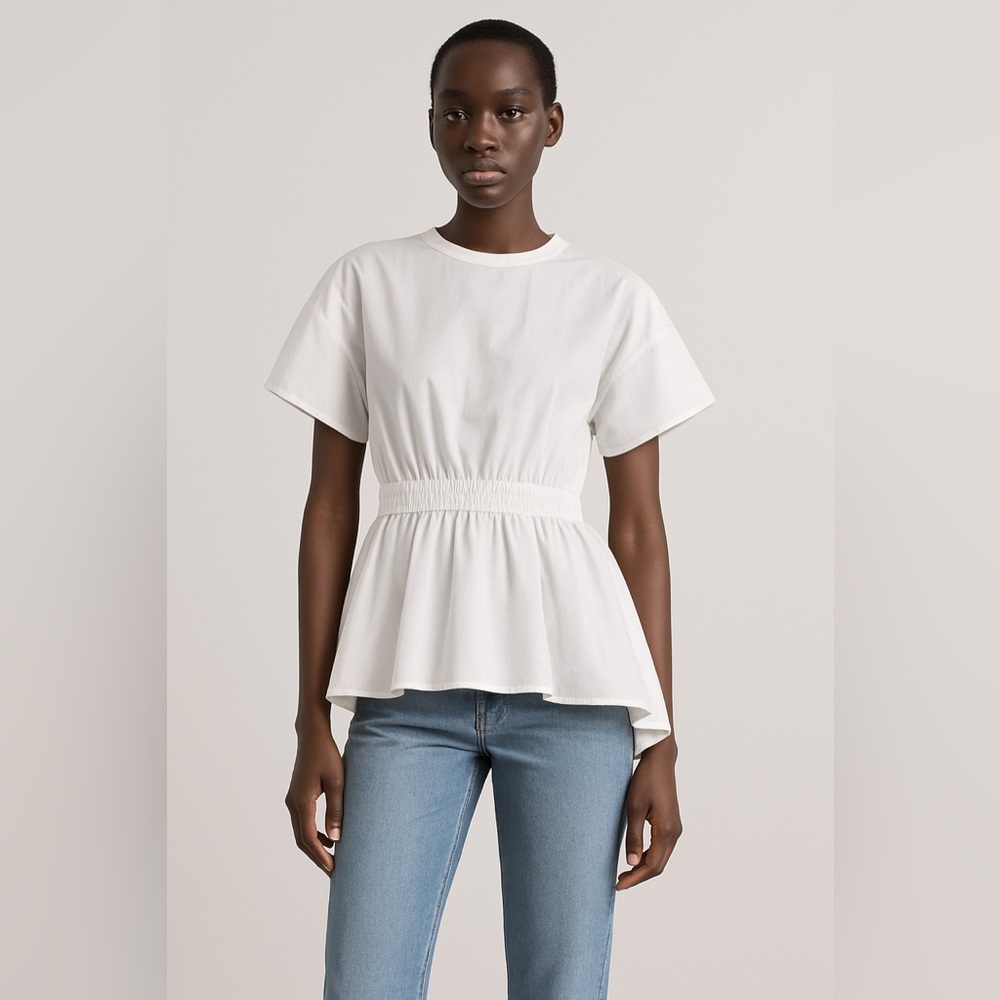 🔥 PRICE DROP🔥 White Poplin Cotton Blend Top With Exposed Tie Back Size M